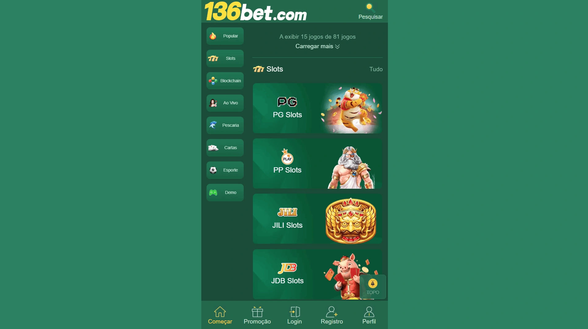 Jogos Oferecidos pelo 136bet